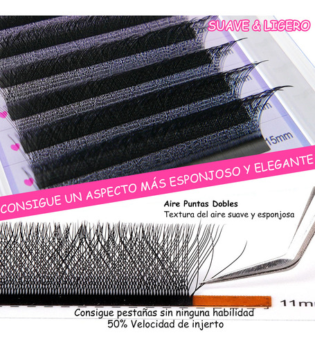 Lujito 3d W Shape Blister Extensiones De Pestañas 0.07mm Mink Salón De Belleza Curvatura C/d