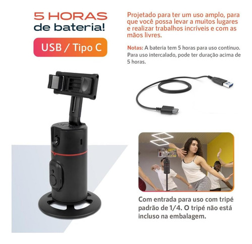 Gimbal Com Auto Face Tracking Para Smartphone E Tripé 360°