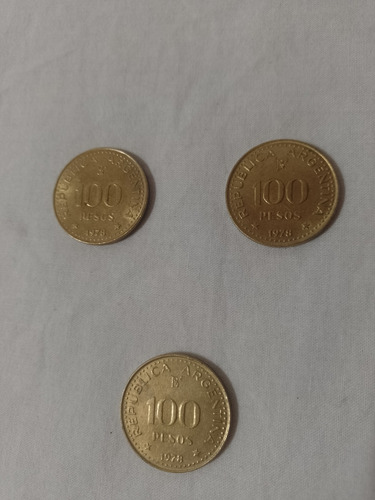 3 Moneda Antigua 100 Pesos 1978 Bicentenario Gral.san Martín