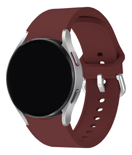 Pulseira Silicone Compatível Com Galaxy Watch 4 Sport Lisa Cor Vermelho Escuro