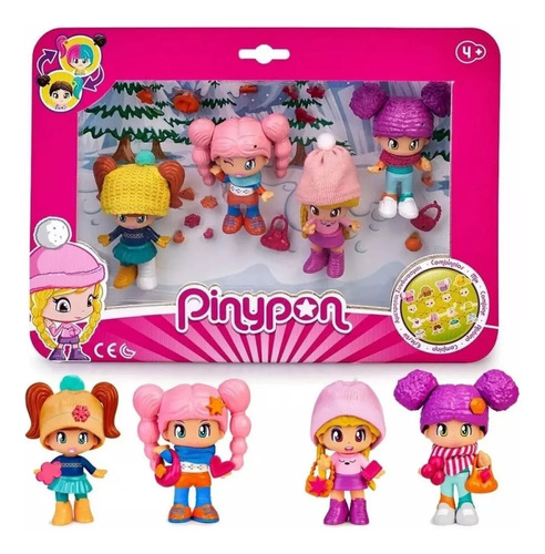 Pinypon Pack 4 Figuras Ropa De Invierno Más Accesorios 