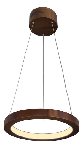Lustre Led 22w Sirius Pendente Anel 40cm 1 Arco Imbuia 3000k 127/220V