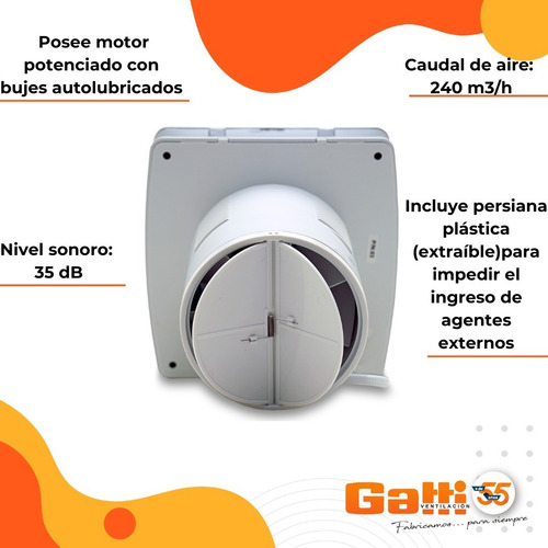 Extractor De Aire Baño/cocina 6 (15 Cm) Con Persiana Gris