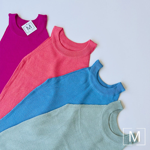 Musculosa Top Hilo  Escote Americano Vs Colores Tendencia