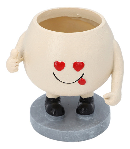 Maceta Face Plant Pot, Bonita Maceta Redonda De Resina Con D