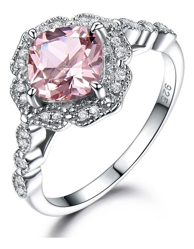 Aro Anillo De Compromiso Plata 925 Gema De Morganita Sp1mo6s