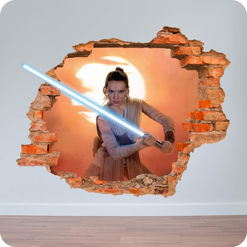 Vinilos Pared Rota 3d Star Wars Rey  50x50