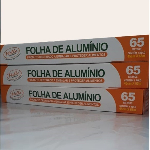 Imagem 2 de 4 de Rolo Papel Aluminio Mello 45cm X 65m