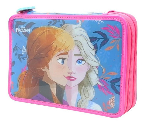 Imagen 3 de 8 de Cartuchera 2 Pisos Disney Frozen Pvc Con Utiles Lic Original