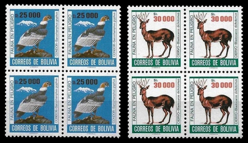 Fauna En Peligro - Bolivia 1985 - Cuadros Mint - Yv. 658-59