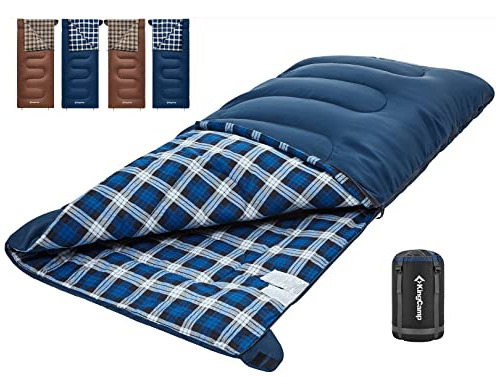 Kingcamp Cotton Flannel Sleeping Bag, Envelope Sleeping Bags