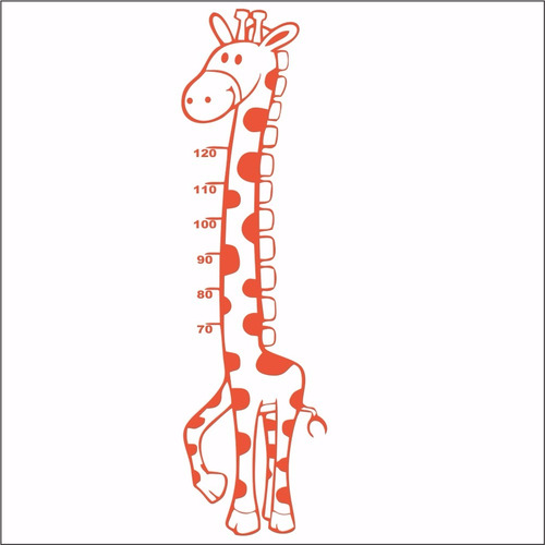 Adesivo De Parede Girafa Métrica Régua Com 120cm Cor Laranja