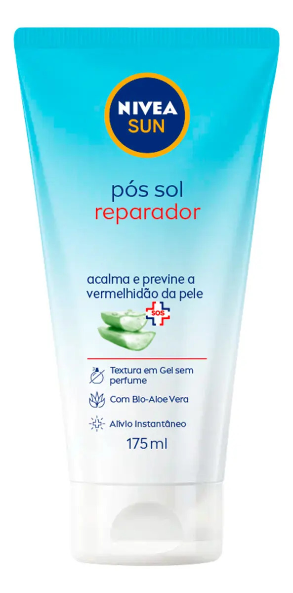 NIVEA Pós Sol Reparador 175ml, Acalma e Previne Vermelhidão, Alívio Imediato, Textura em Gel, Bio Aloe Vera, Cuidado Corporal Pós-Sol