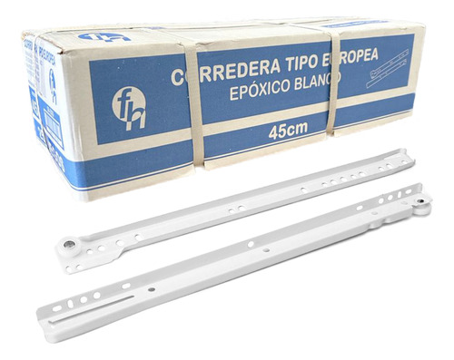 Corredera Blanca 45cm Pintura Epoxica Para Cajon 25 Juegos