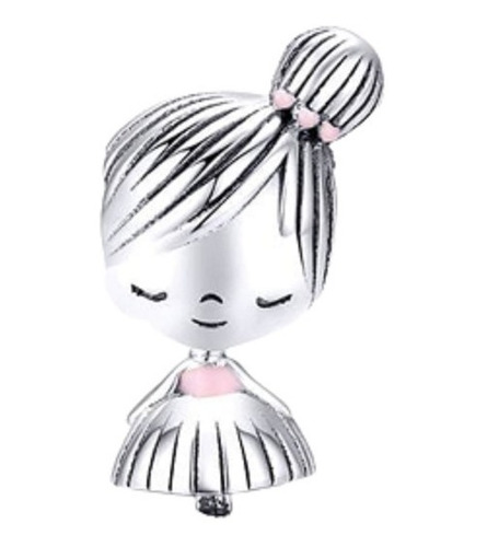 Dije Charm Niña Rosa Familia Bailarina Fabricado Plata S925