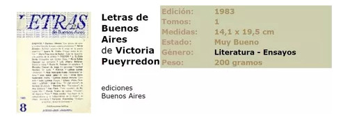 Victoria Pueyrredon: Letras De Buenos Aires - N° 8