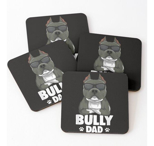 Set Posavasos Hombre Perro American Bully Dad Camiseta Calid