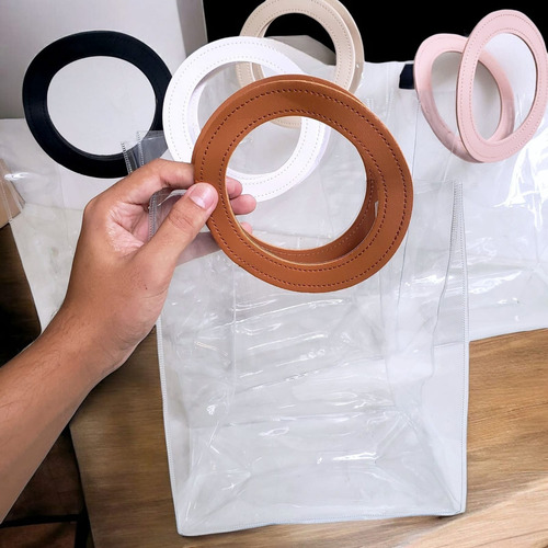 Sacola Transparente Grande Com Alça Bolsa Presente Pvc 26cm Cor Branco