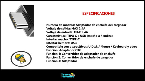 Imagen 3 de 10 de Adaptador Baseus Tipo C Macho A Usb Hembra Otg Mini Usbc Otg