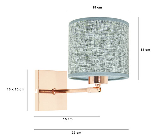 Aplique Velador Movil Pared Habitacion Pantalla Apto Led E27 Estructura Cobre/Gris Venecia