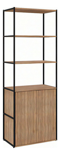 Armário De Escritório Shelf 2 Pt Ameixa E Preto 173 Cm Cor marrom médio