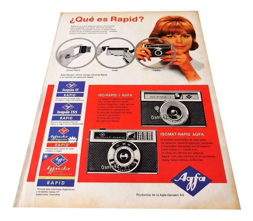 Dante42 Publicidad Antigua Retro Rollos Camara Agfa 1965