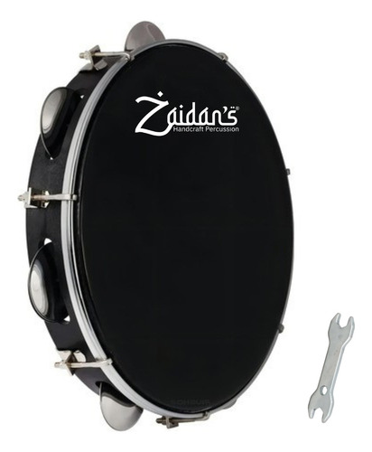 Pandeiro Profissional Abs Preto 10 Polegadas Pele Preta Marca Zaidan's Samba Pagode Percussão Instrumentos Musical
