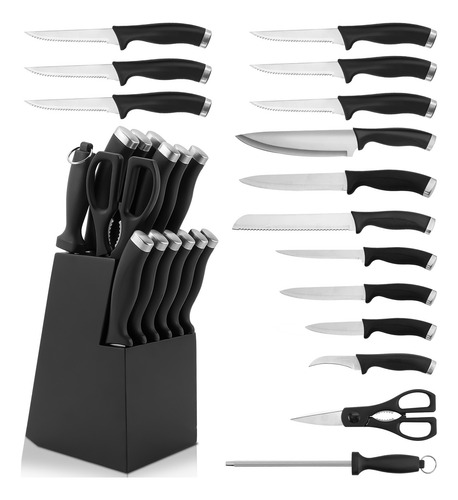 Jogo De Facas Chef 16 Peças Com Lâminas Em Aço Inox E Cabos
