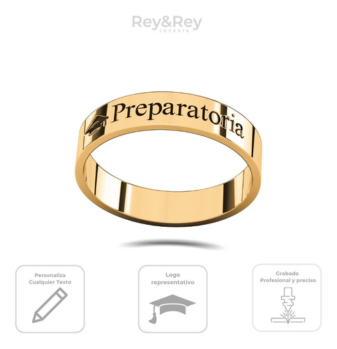 Anillo Graduación Birrete Nombre Peronalizado Oro 10k