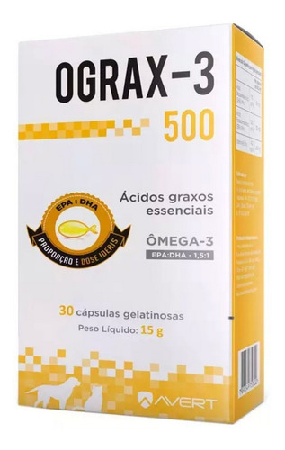 Ograx 500mg Avert Com 30 Comprimidos Omega-3