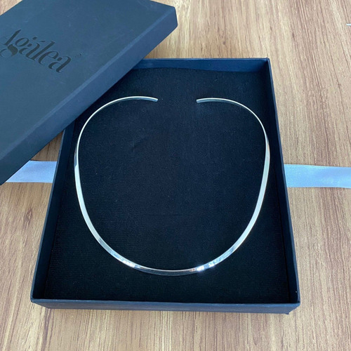 Imagen 8 de 10 de Collar Gargantilla De Plata .925 Ovalada Plana Mujer Agálea