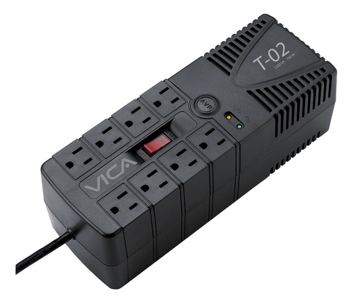 Regulador Elec Vica T-02 1200va 700w 8 Cont Nema 5-15r/rj11