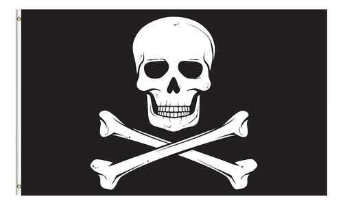 Bandera De Calavera De Pirata De Motociclista Jolly Roger