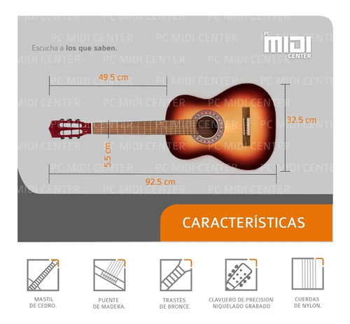 Imagen 4 de 9 de Guitarra Criolla 3/4 Niños Clásica Con Funda Varios Colores