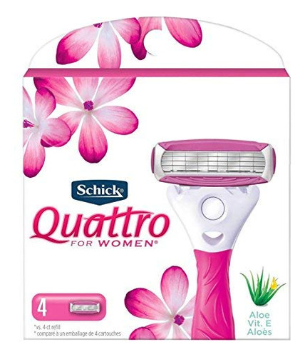 Cartuchos De Afeitadora Schick Quattro Para Mujeres, 4 Cada