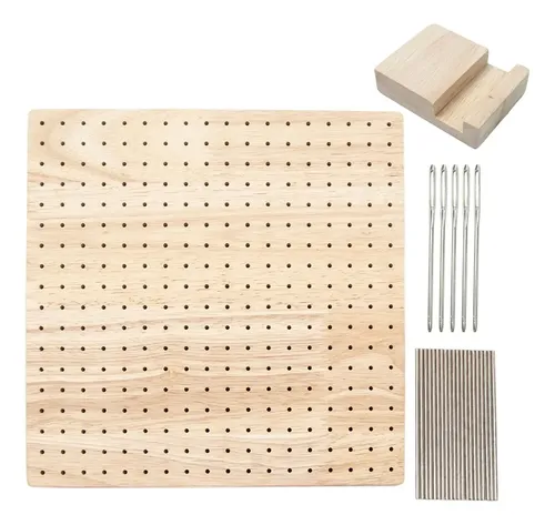 Tabla De Bloqueo Para Ganchillo Granny Squares – Madera Con 20 Varillas De Acero, Ideal Para Proyectos De Crochet