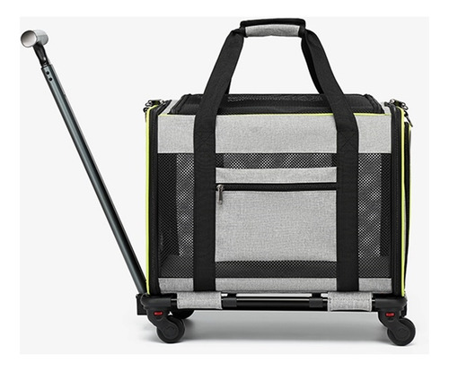 Bolsa Transporte Cães Gatos Pet Com Rodinhas Viagens Passeio Cor Escura