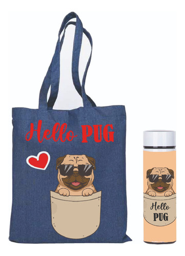 Totebag  Con Termo  Led Estampado Perrito Pug Doglover