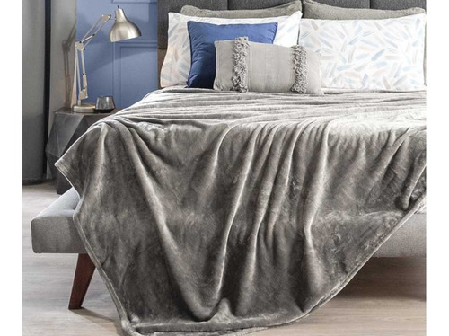 Suave Cobija Frazada Gris Calientita Queen Size 100% Nuevo