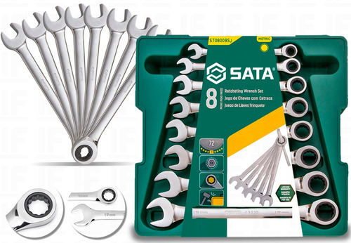 Kit Jogo De Chave Combinada Catracada 8 A 19 Mm 8 Peças Sata