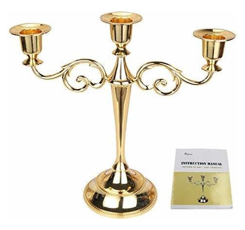 Weisipu Candelabro De 3 Brazos Con Pilar De Metal, Candelabr