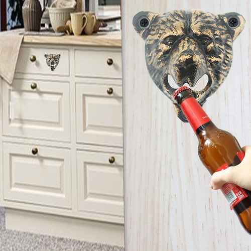 Abridor De Botellas De Hierro Fundido Con Cabeza De Oso Dora