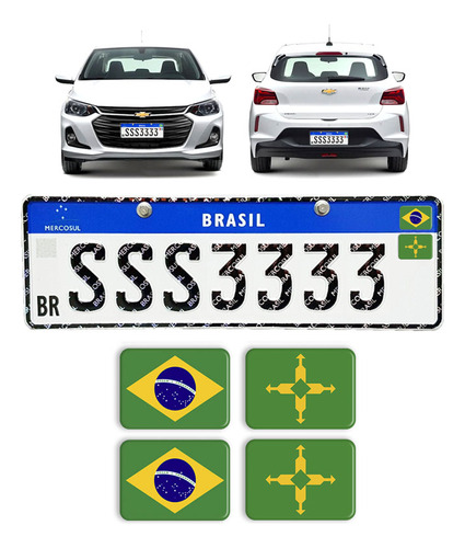 Adesivos Bandeira Brasil E Distrito Federal Placa Nova Carro