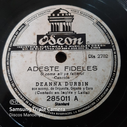 Pasta Deanna Durbin Acomp Orq Organo Y Coro Odeon C142