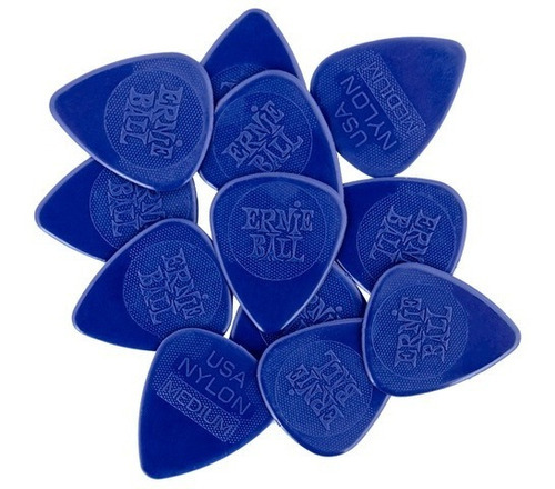 Puas Ernie Ball Medium Azul Marino Nylon (12 Piezas.) 9136 Color Azul