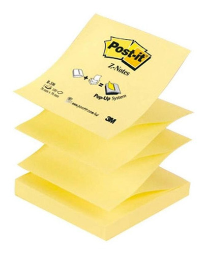 Bloco Post-it Refil Pop Up 76x76 Amarelo C/ 1 Bloco 100fls