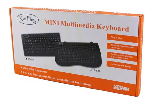 Mini Teclado Usb Multimedia En Español Pc Windows Delgado