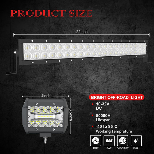 Barra De Luz Led De 22 Pulgadas 5d 120 W Spot De Inu 4337710