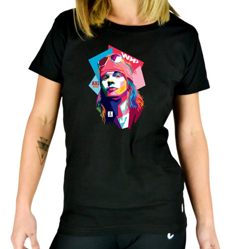 Remera Mujer Negra Algodón Axl Rose  Personalizada 