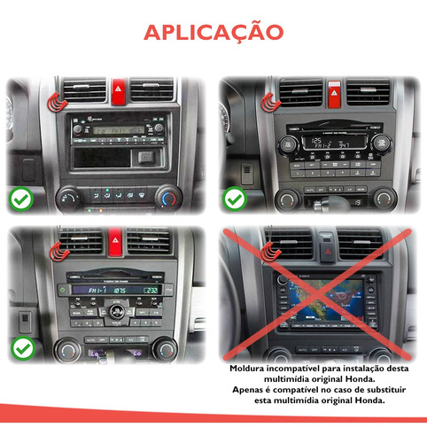 Imagem 7 de 8 de Moldura De Painel 2 Din Multimidia Dvd Mp5 Honda Crv 2007 2008 2009 2010 2011 Preto